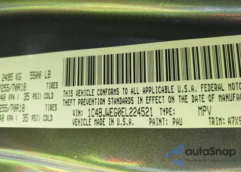 2014 Jeep Wrangler Unlimited Sahara z USA, uszkodzony, nr VIN 1C4BJWEG0EL224521